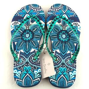 Vera Bradley "Blue Island Medallion" Flip Flops Women's Size Medium 7-8